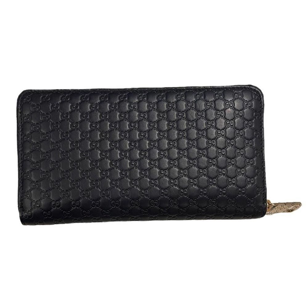 Gucci Microshima Zip Around Long Wallet Blue Leather Logo